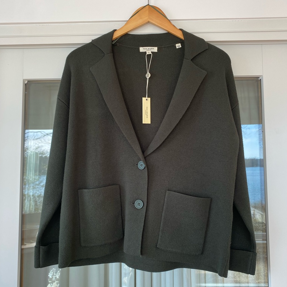 Max Studio Dark Green Women's Knit Blazer